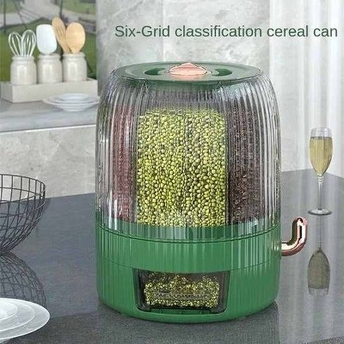 10KG 360-degree Rotatable Rice Grain Bucket with Lid