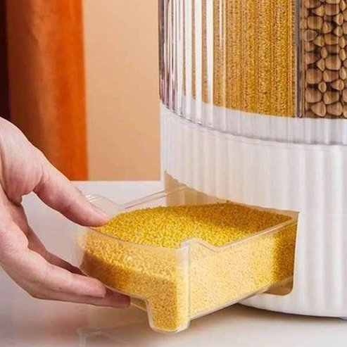 10KG 360-degree Rotatable Rice Grain Bucket with Lid