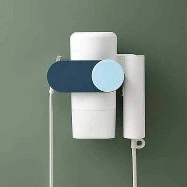 2 In 1 Hair Dryer Holder Bathroom Rack Wall Mounted