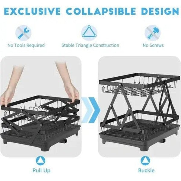 2-Tier Collapsible Dish Drying Rack
