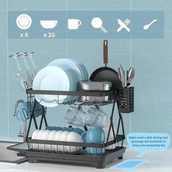 2-Tier Collapsible Dish Drying Rack