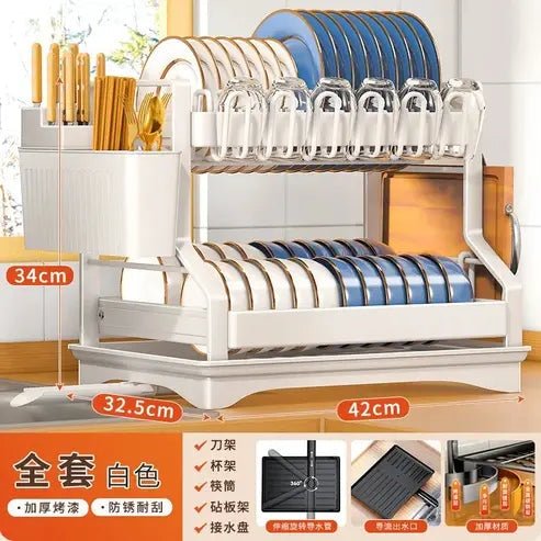 2-Tier Kitchen Dish Drying Trestle Rack