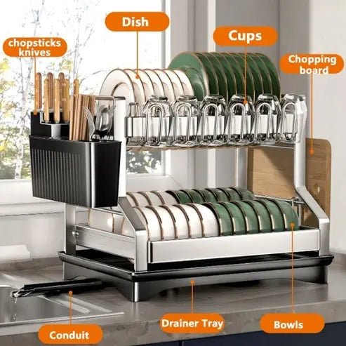 2-Tier Kitchen Dish Drying Trestle Rack