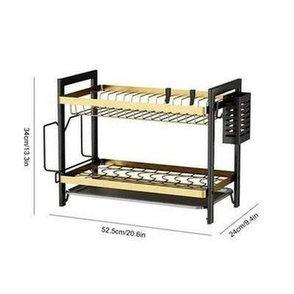 2 Tier Stainless Dish Drainer Rack with Drainer