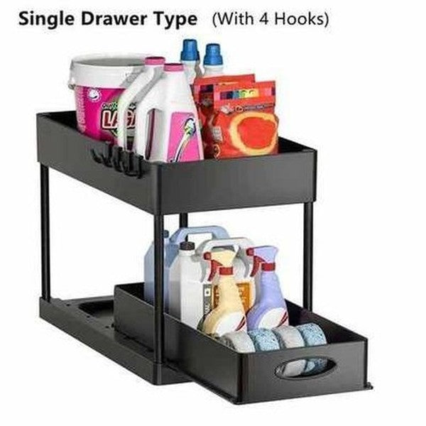 2 Tier Under Sink Organizer Storage Sliding Drawer
