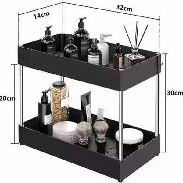 2 Tier Under Sink Organizer Storage Sliding Drawer