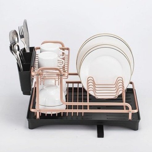 2 Layer Aluminum Alloy Sink Holder Dish Drying Rack Kitchen Storage Drainer Plate Holder Cutlery Organizer. Kitchen Tools and Utensils: Dish Racks and Drain Boards