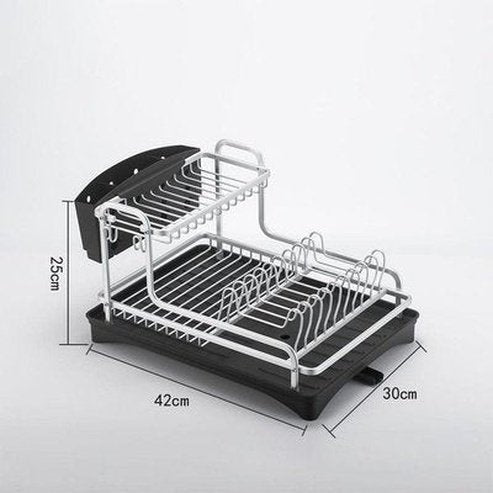 2 Layer Aluminum Alloy Sink Holder Dish Drying Rack Kitchen Storage Drainer Plate Holder Cutlery Organizer. Kitchen Tools and Utensils: Dish Racks and Drain Boards