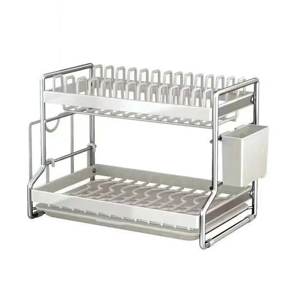 2 Tiers Drainer Of Stainless Steel Dishes Storage Sink Draining Rack
