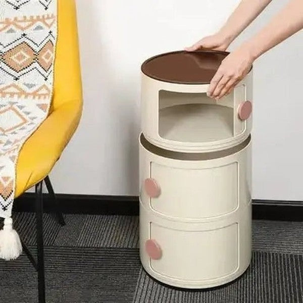 3-Drawer Sliding Barrel Nightstand for Modern Bedrooms