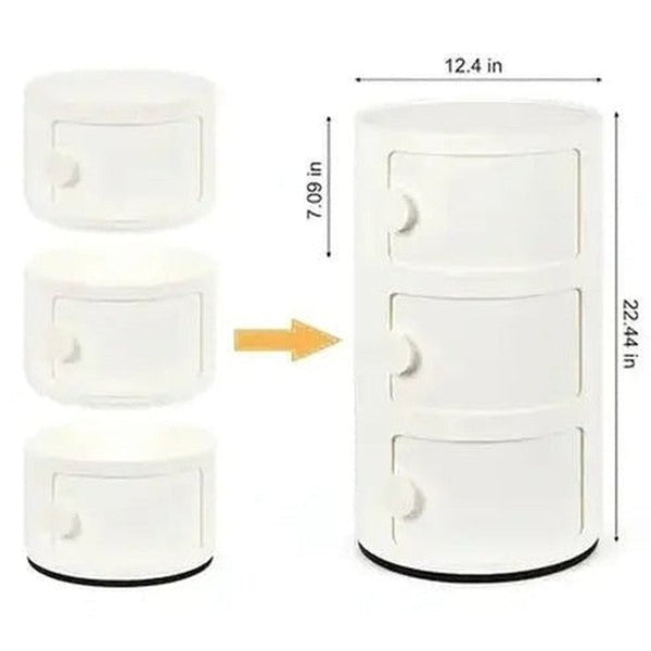 3-Drawer Sliding Barrel Nightstand for Modern Bedrooms