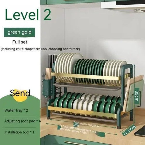 3 Tier Dish Drainer with Utensil Holders