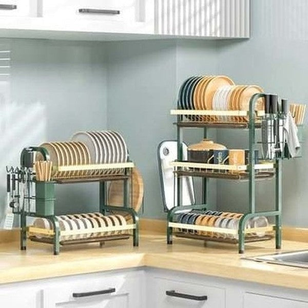 3 Tier Gold Kitchen Dish Rack Drain Rack