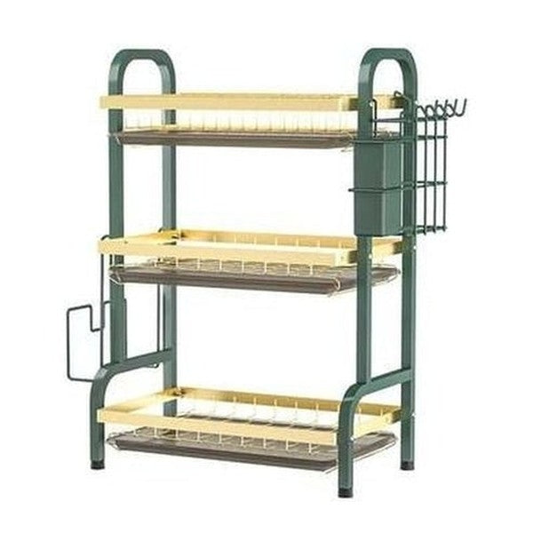 3 Tier Gold Kitchen Dish Rack Drain Rack