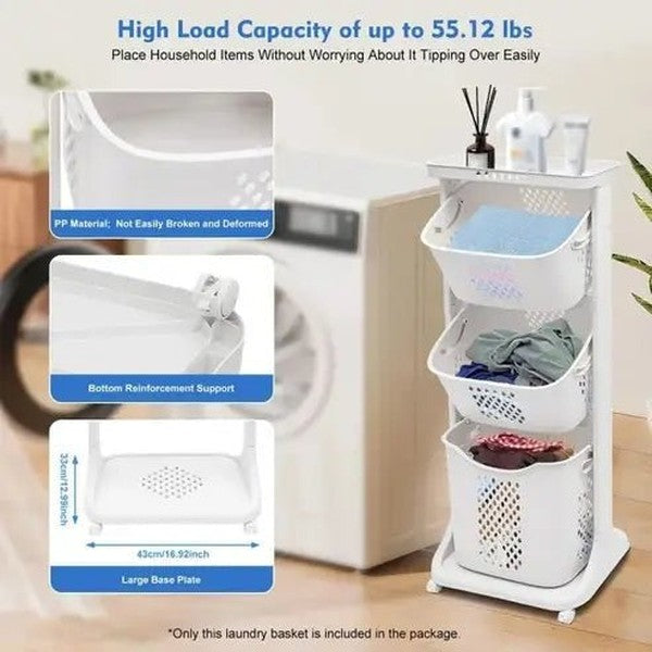 3-Tier Rolling Laundry Hamper