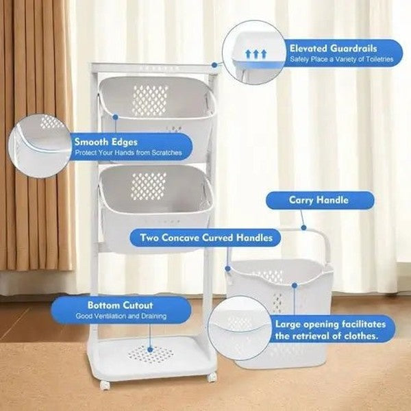3-Tier Rolling Laundry Hamper