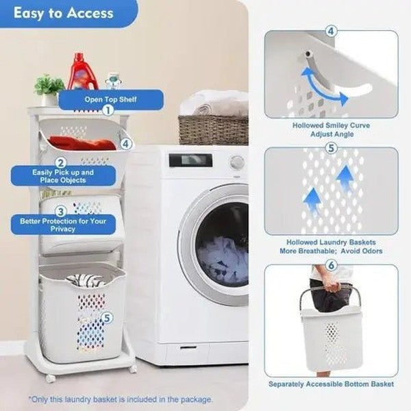 3-Tier Rolling Laundry Hamper