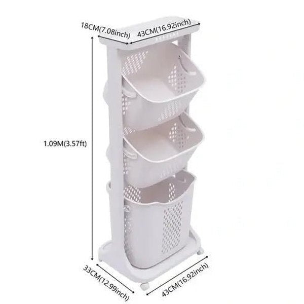 3-Tier Rolling Laundry Hamper