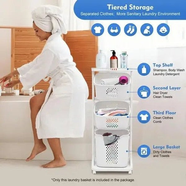 3-Tier Rolling Laundry Hamper