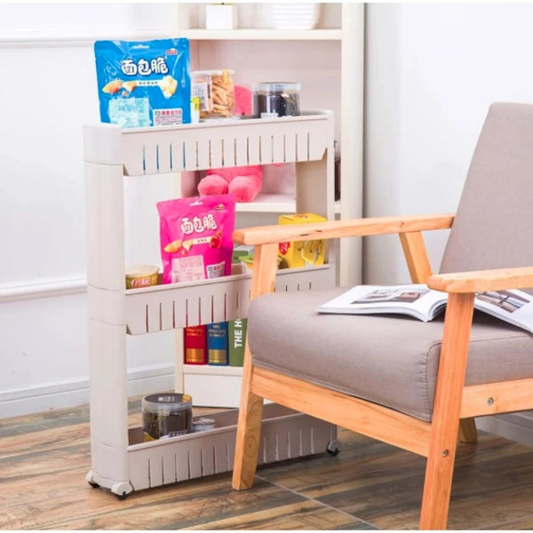 3-Tier Mobile Storage Cabinet on Wheels for Bathroom or Kitchen