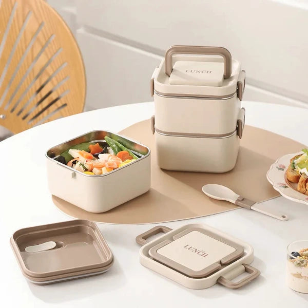 304 Stainless Steel Bento Lunch Box – Leakproof Microwavable Multi-layer Food Container