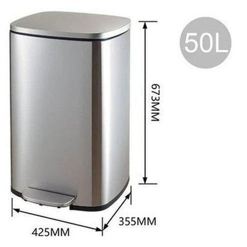 30L/50L Trash Can,Stainless Steel Dustbin with Pedal