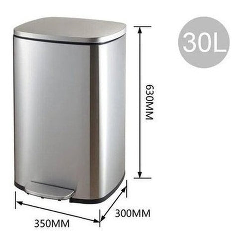 30L/50L Trash Can,Stainless Steel Dustbin with Pedal