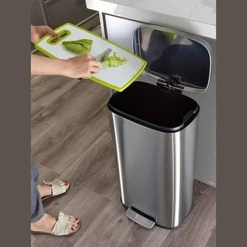30L/50L Trash Can,Stainless Steel Dustbin with Pedal