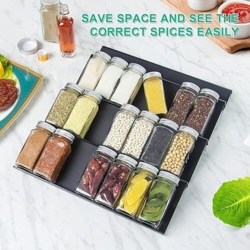 4 Tier Spice Rack Tray Drawer Organizer Kitchen Sauce Bottle Holder Cabinet Drawer Organizer Seasoning Bottle Jar. Kitchen Organizers. Type: Spice Organizers.