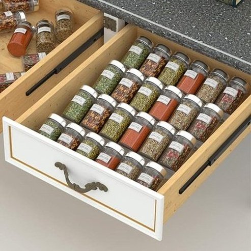 4 Tier Spice Rack Tray Drawer Organizer Kitchen Sauce Bottle Holder Cabinet Drawer Organizer Seasoning Bottle Jar. Kitchen Organizers. Type: Spice Organizers.
