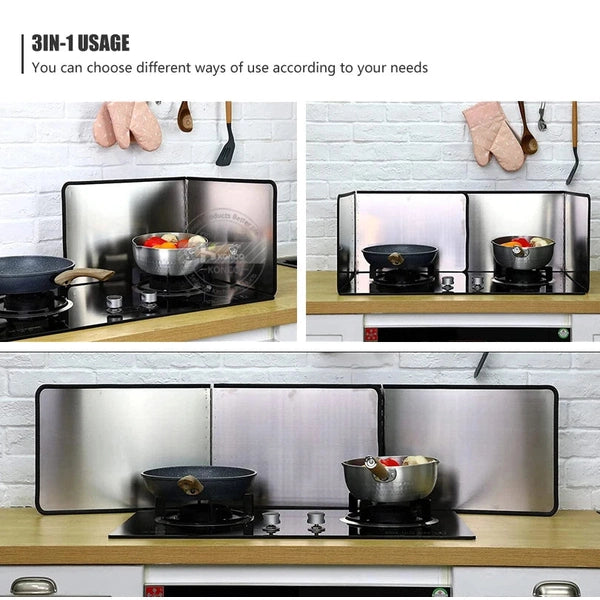 Oil Splash Insulation Board, Splatter Screen for Frying, Splatter Guard Stainless Steel, Gas Stove Oil Splash Guard, Kitchen Anti-Splatter Shield