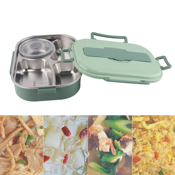 4‑Grid Portable Bento Box, Food Storage Container with Compartments