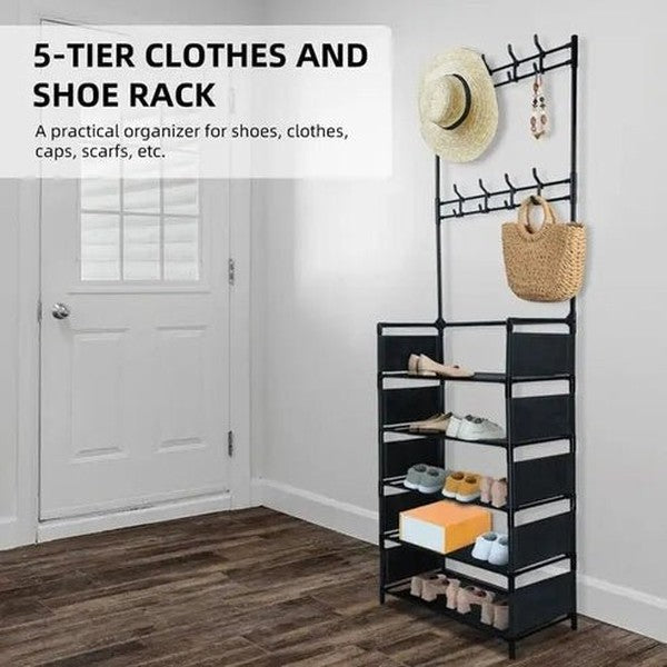 5-Tier Hall Tree with Shoe Rack