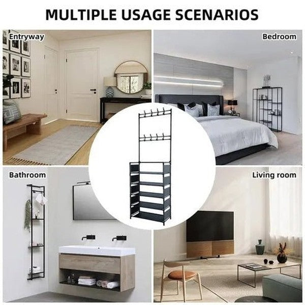 5-Tier Hall Tree with Shoe Rack