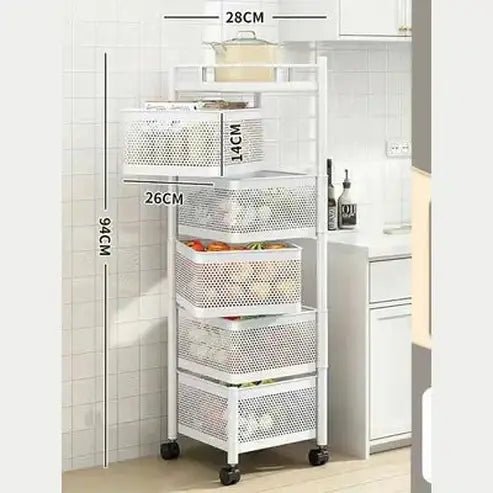5-Tier Rolling Fruit and Vegetable Storage Cart
