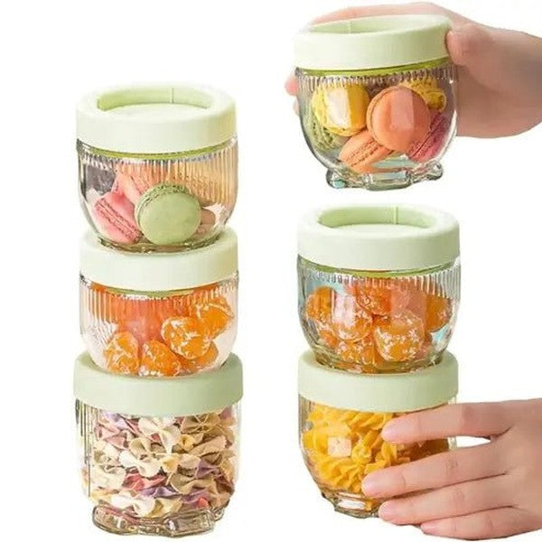 6-Pack Stackable Airtight Glass Jars