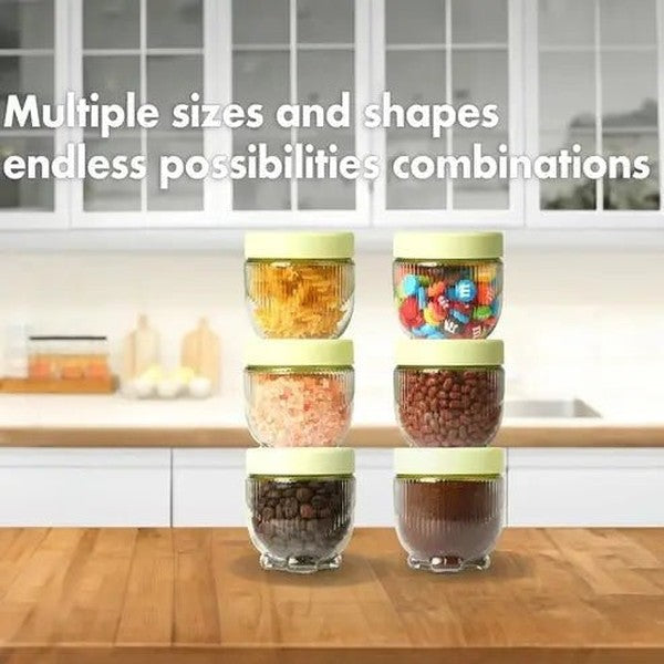 6-Pack Stackable Airtight Glass Jars