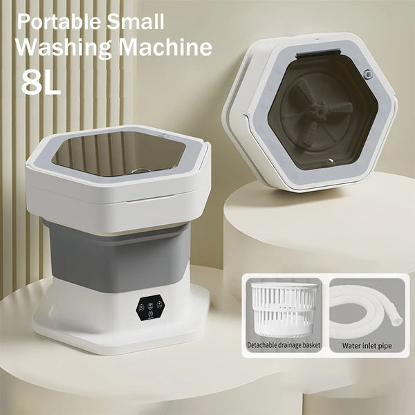 8L Portable Small Foldable Washing Machine with Spin Dryer