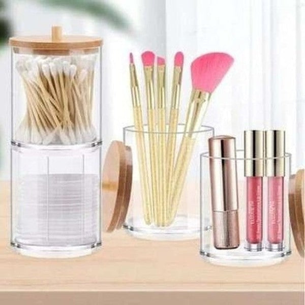 Acrylic Storage Jar Makeup Organizer Cotton