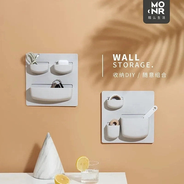Adhesive Wall Storage Rack – Non-Perforated Wall Hanging Organizer