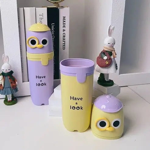 Adorable Cartoon Travel Toothbrush Cup Set