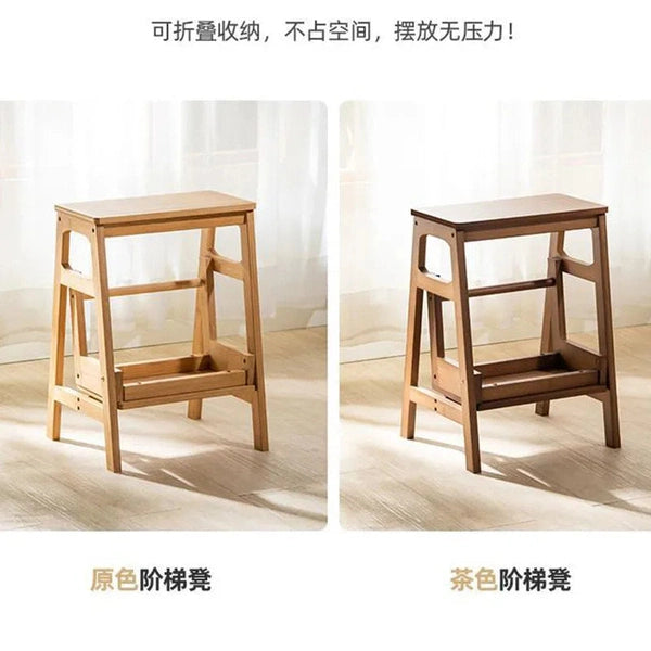 Aluminum Ladder Folding Step Stool, Home Steps Simple Mini Wooden Staircase