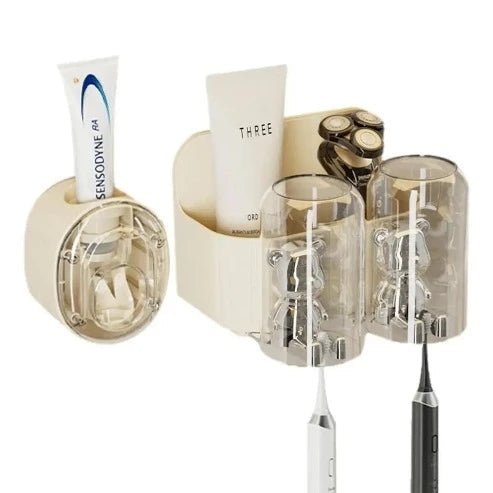 Automatic Toothpaste Squeezer and Magnetic Toothbrush Holder