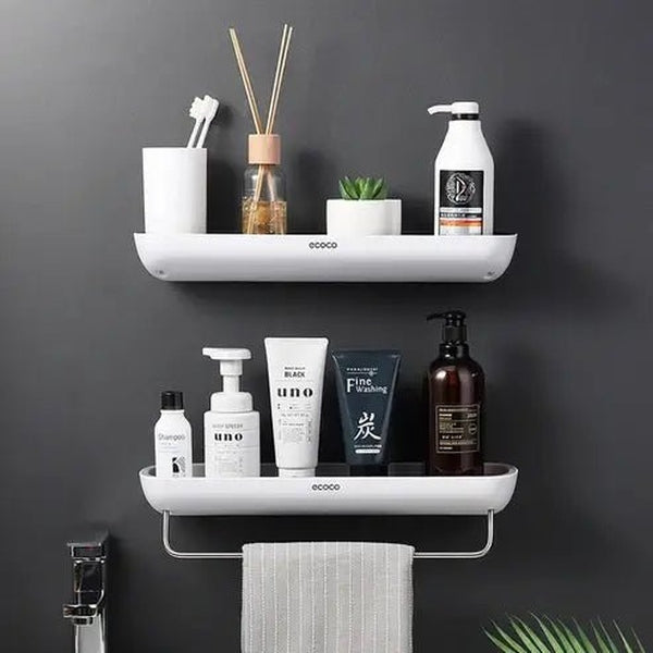 Bathroom Storage Rack: Adhesive Shower Shelf & Towel Hanger