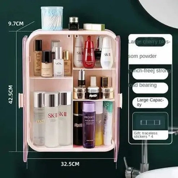 Bathroom Wall Hanging Makeup Storage Box without Punching