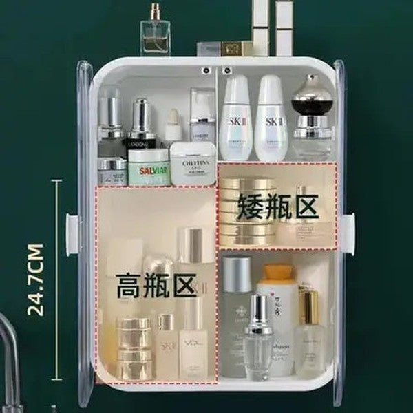 Bathroom Wall Hanging Makeup Storage Box without Punching