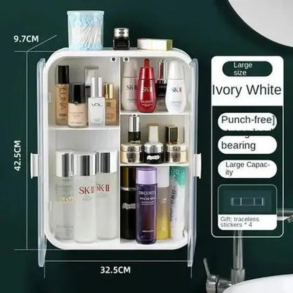 Bathroom Wall Hanging Makeup Storage Box without Punching