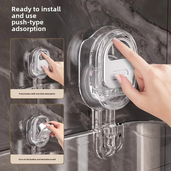 Bathroom Large Suction Cup Rack – Wall-Mounted Basket for Shower Gel