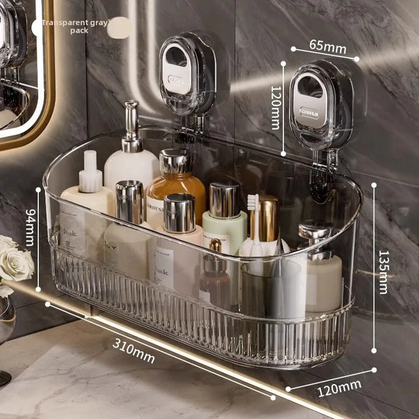 Bathroom Large Suction Cup Rack – Wall-Mounted Basket for Shower Gel