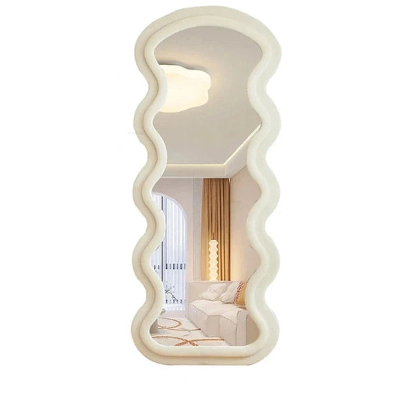 Bedroom Full Body Floor Mirror, Wave Decorative Mirror, Home Decoration